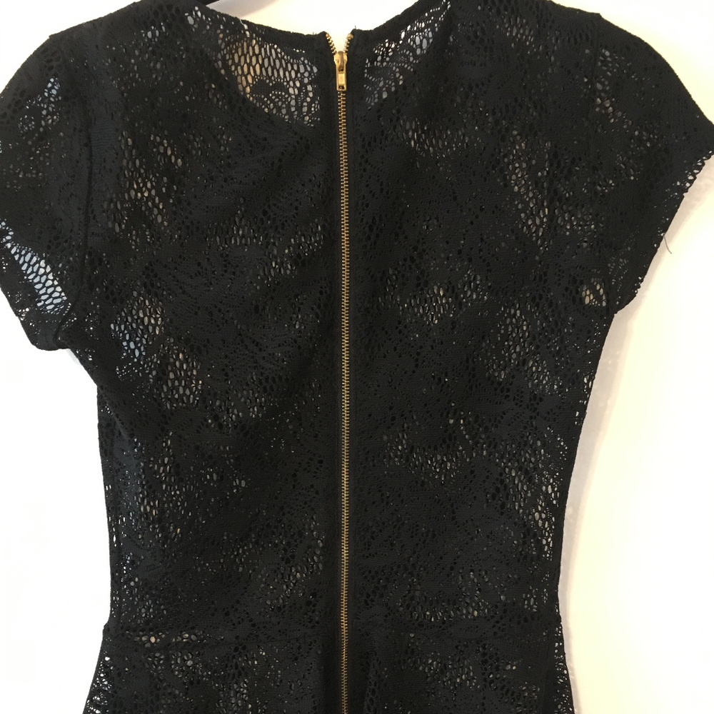 Black Sheer Lacy Peplum Top (Small)